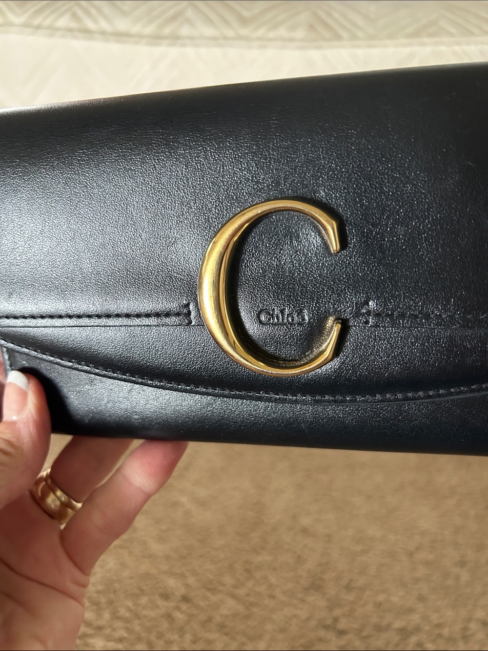 Chloe Black Leather Continental Wallet with Gold 'C' Hardware - Picture 2 of 16